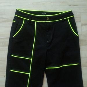 Fashion NOVA Black jogger with neon lining.